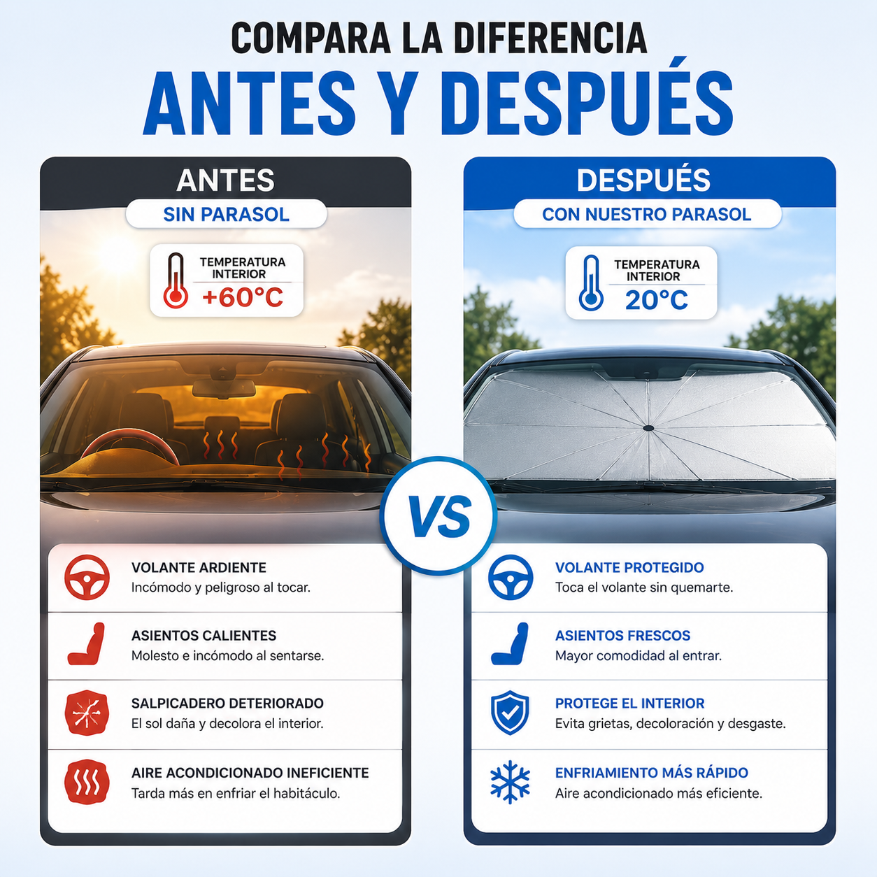 Parasol Valora™ — Protección Solar para tu Coche